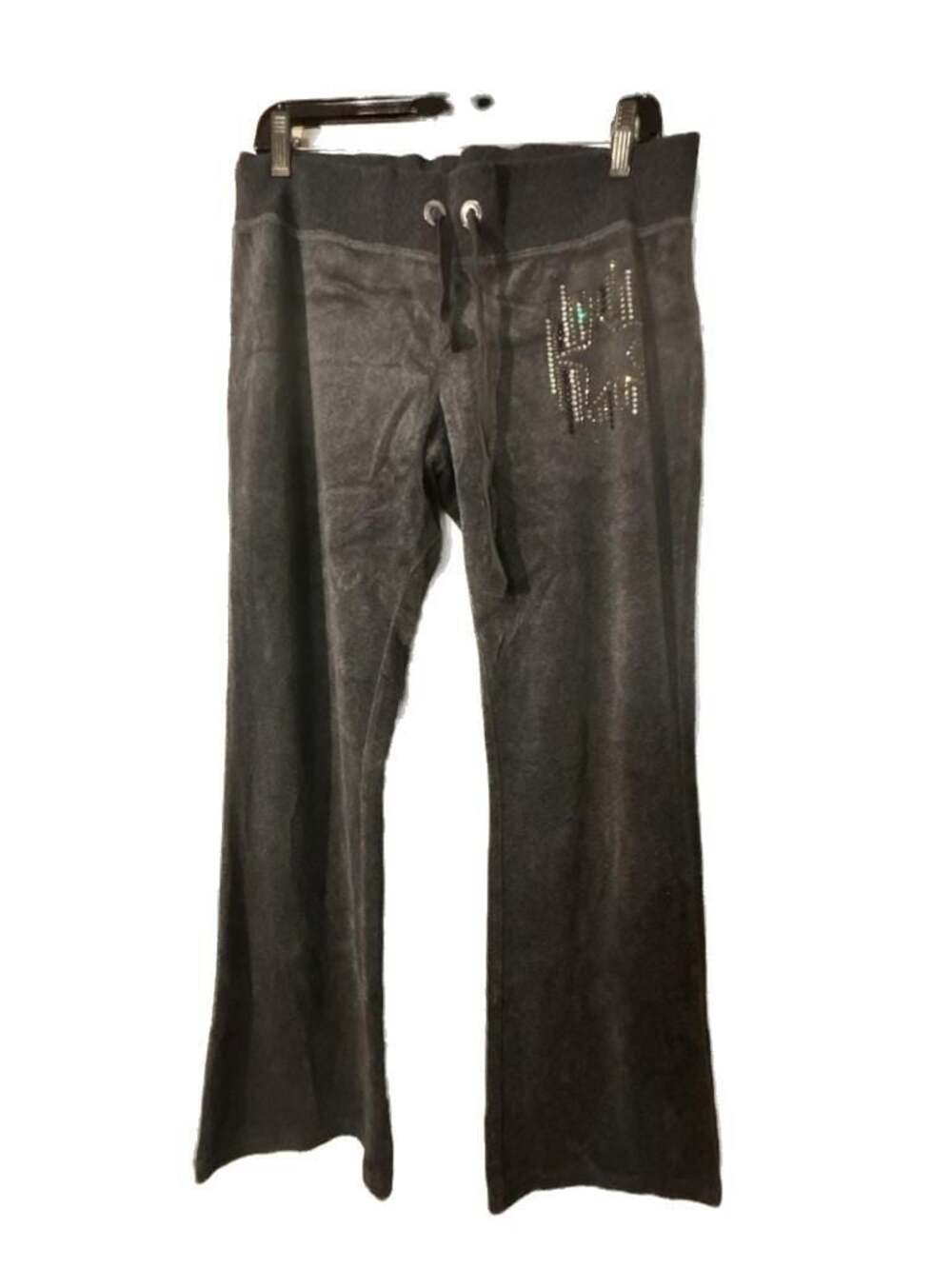 2b bebe Womens Velour Flare Sweatpants with Rhinestone Star Detail